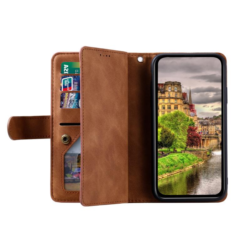 For Redmi Note 14 Pro 4G Nine Card Zipper Bag Leather Phone Case with Lanyard
