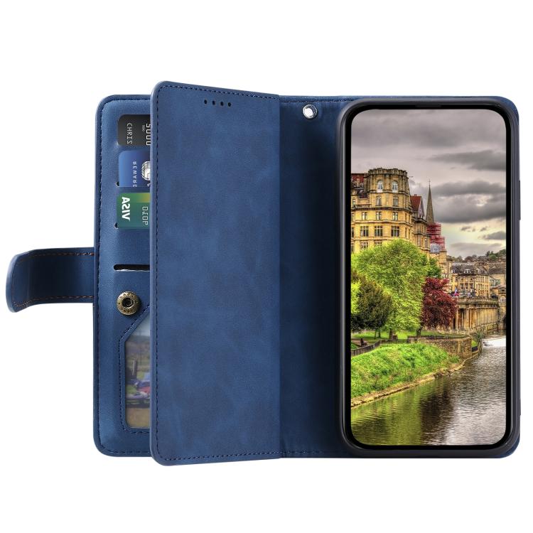 For Redmi Note 14 Pro 4G Nine Card Zipper Bag Leather Phone Case with Lanyard
