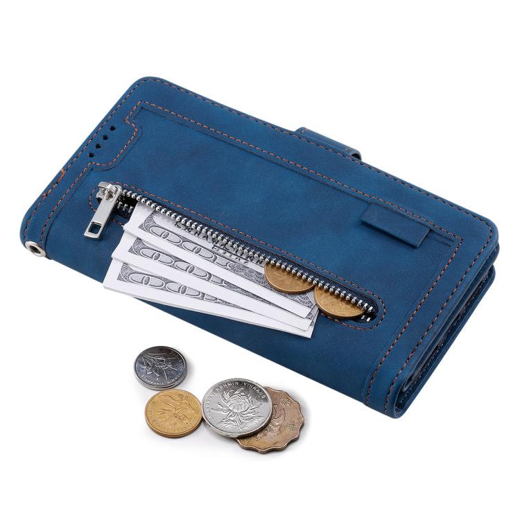 For Redmi Note 14 Pro 4G Nine Card Zipper Bag Leather Phone Case with Lanyard