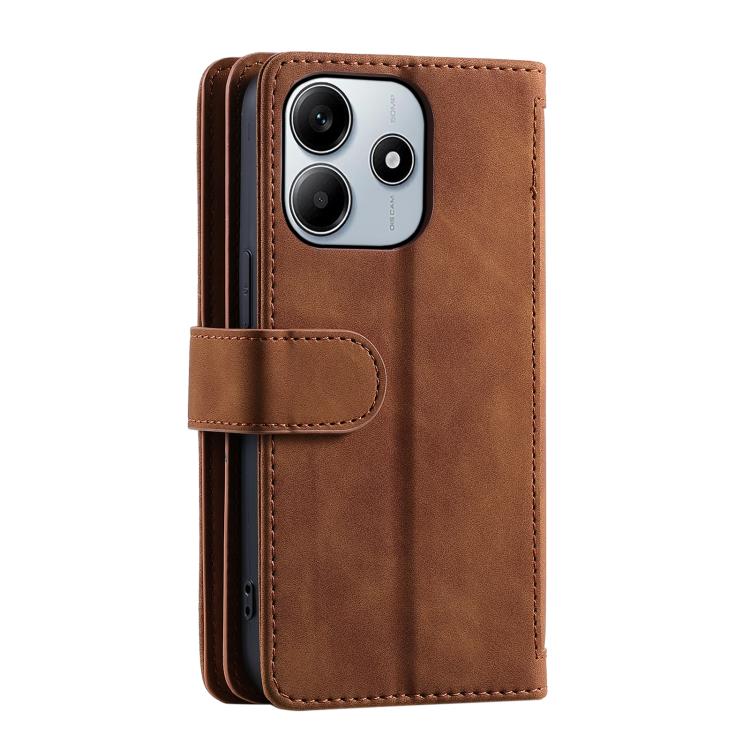 For Redmi Note 14 4G EU 164.84mm Nine Card Zipper Bag Leather Phone Case with Lanyard