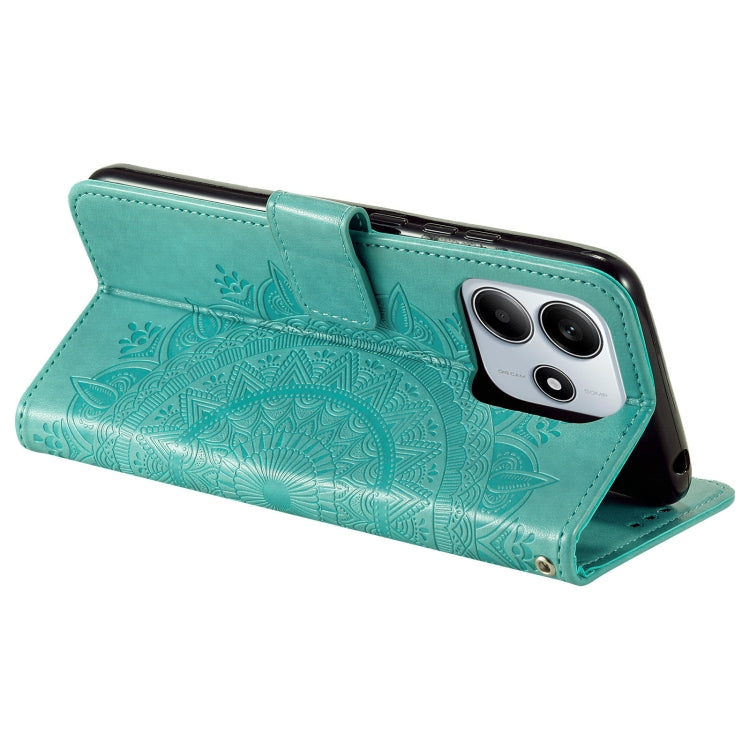 For Xiaomi Redmi Note 14 5G Totem Flower Embossed Leather Phone Case with Lanyard
