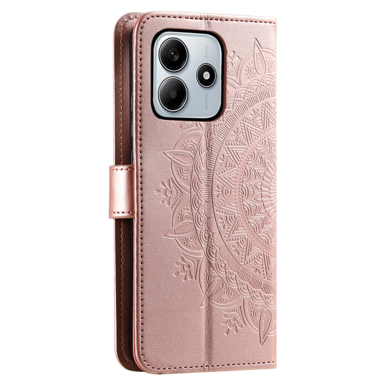 For Xiaomi Redmi Note 14 5G Totem Flower Embossed Leather Phone Case with Lanyard