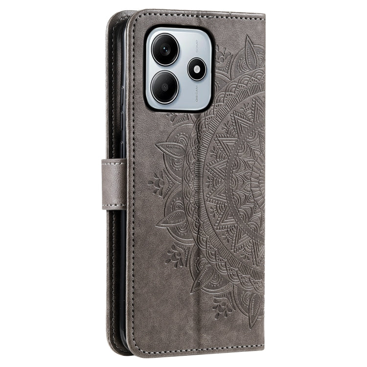 For Xiaomi Redmi Note 14 5G Totem Flower Embossed Leather Phone Case with Lanyard