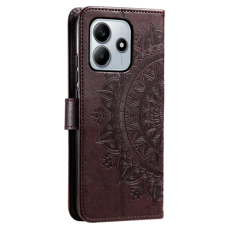For Xiaomi Redmi Note 14 5G Totem Flower Embossed Leather Phone Case with Lanyard