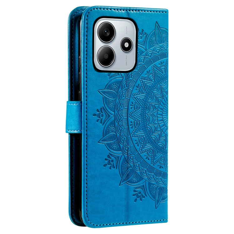 For Xiaomi Redmi Note 14 5G Totem Flower Embossed Leather Phone Case with Lanyard