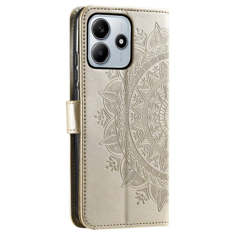 For Xiaomi Redmi Note 14 5G Totem Flower Embossed Leather Phone Case with Lanyard