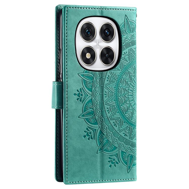 For Redmi Note 14 Pro 4G Totem Flower Embossed Leather Phone Case with Lanyard