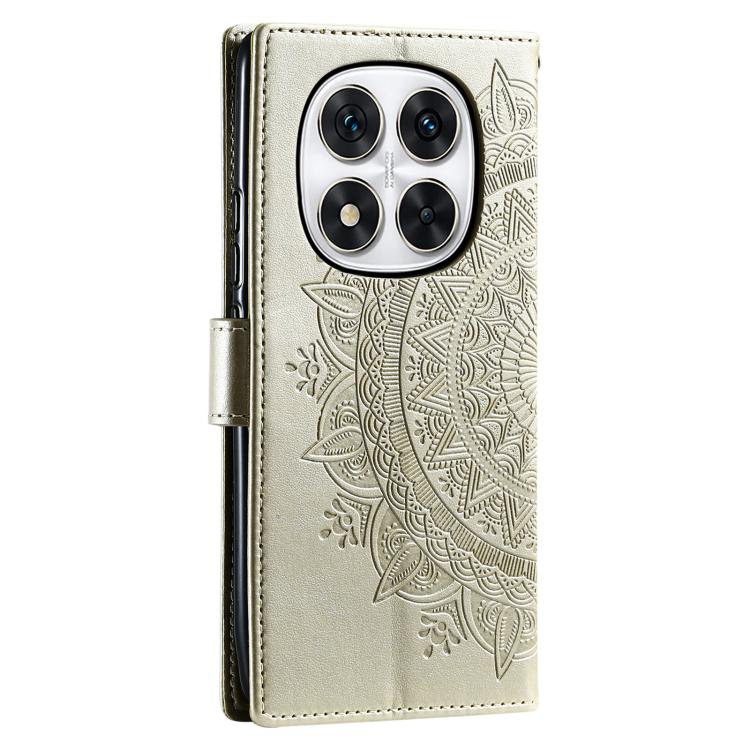 For Redmi Note 14 Pro 4G Totem Flower Embossed Leather Phone Case with Lanyard