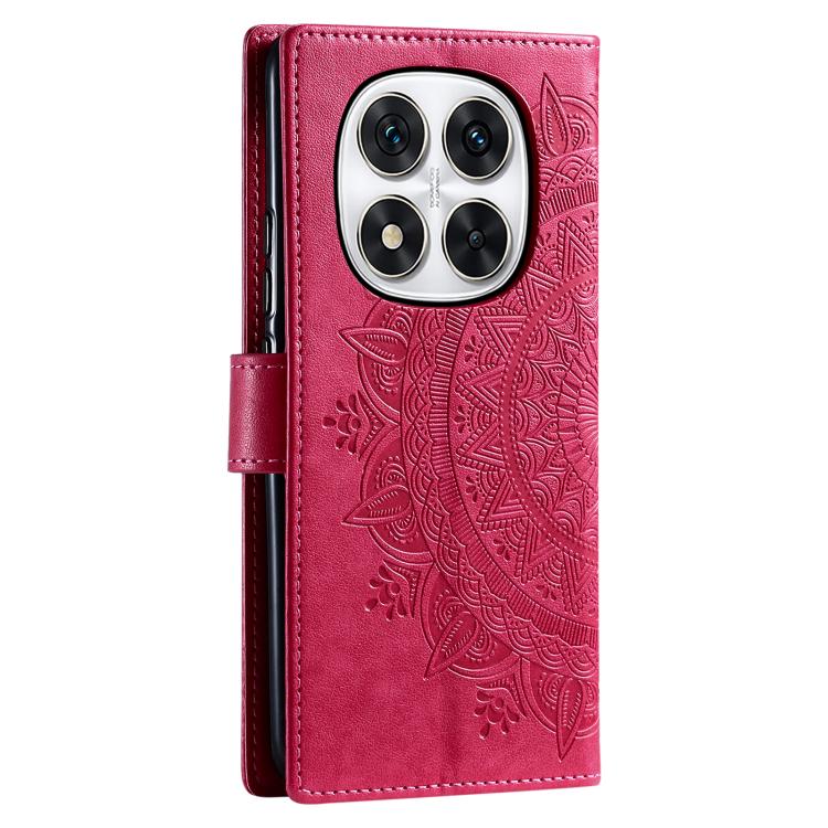 For Redmi Note 14 Pro 4G Totem Flower Embossed Leather Phone Case with Lanyard
