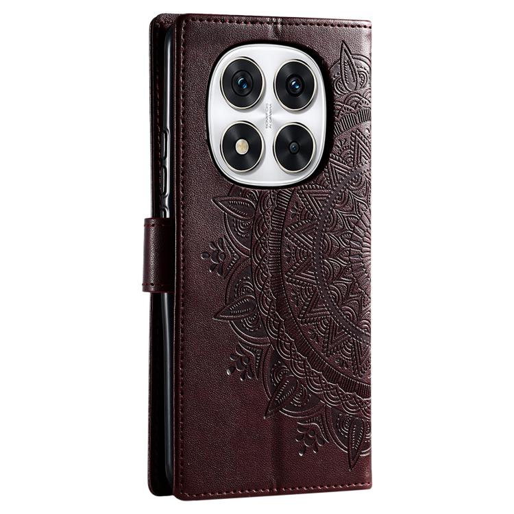 For Redmi Note 14 Pro 4G Totem Flower Embossed Leather Phone Case with Lanyard