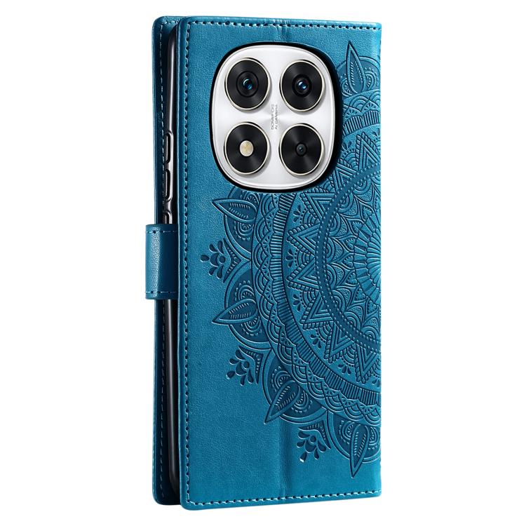 For Redmi Note 14 Pro 4G Totem Flower Embossed Leather Phone Case with Lanyard