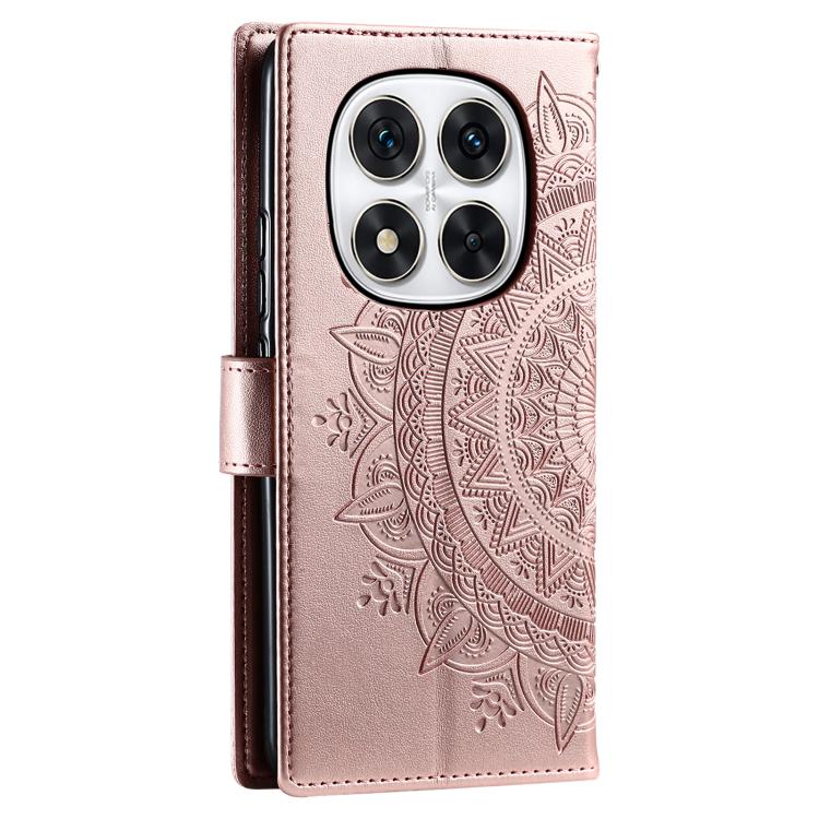 For Redmi Note 14 Pro 4G Totem Flower Embossed Leather Phone Case with Lanyard