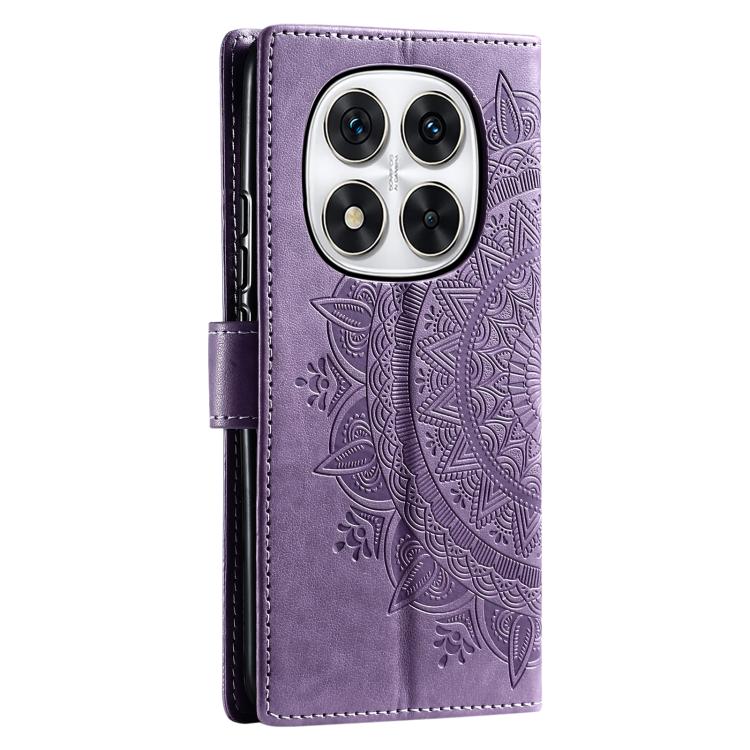 For Redmi Note 14 Pro 4G Totem Flower Embossed Leather Phone Case with Lanyard