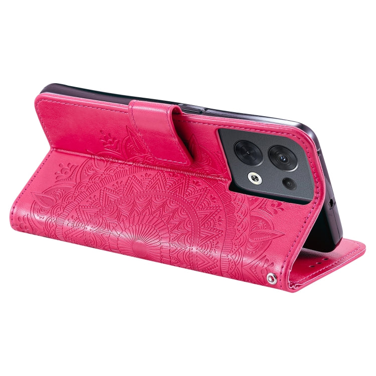 For Motorola Edge 50 Ultra Totem Flower Embossed Leather Phone Case with Lanyard