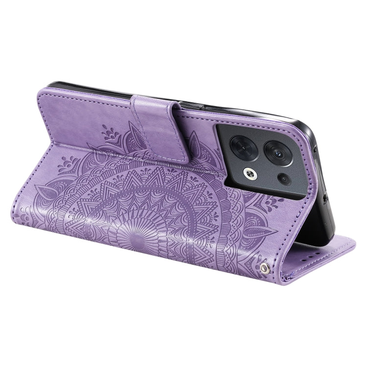 For Motorola Edge 50 Ultra Totem Flower Embossed Leather Phone Case with Lanyard