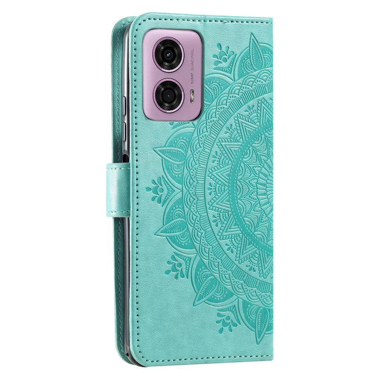 For Motorola Moto G85 Totem Flower Embossed Leather Phone Case with Lanyard
