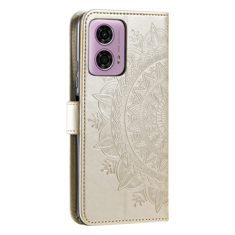For Motorola Moto G85 Totem Flower Embossed Leather Phone Case with Lanyard