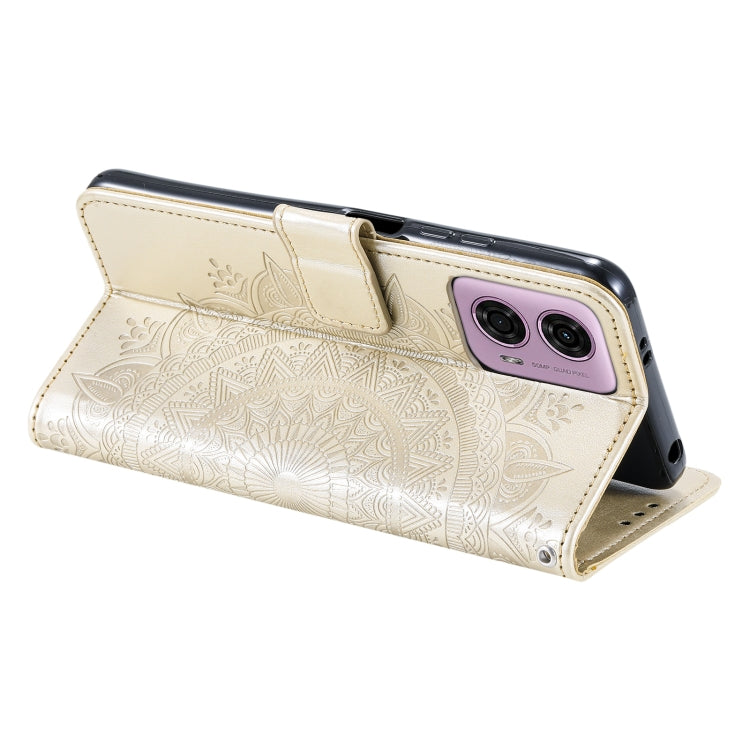 For Motorola Moto G85 Totem Flower Embossed Leather Phone Case with Lanyard