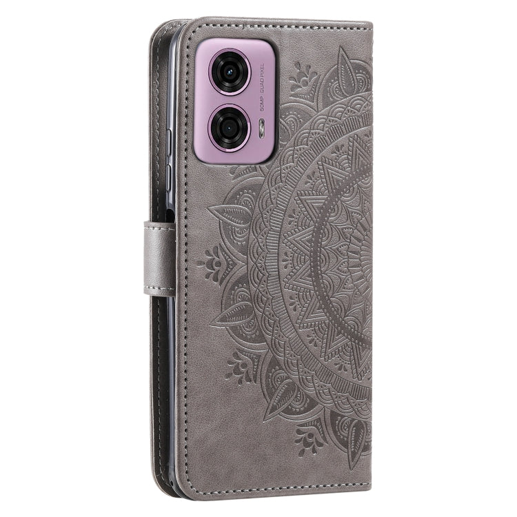 For Motorola Moto G85 Totem Flower Embossed Leather Phone Case with Lanyard