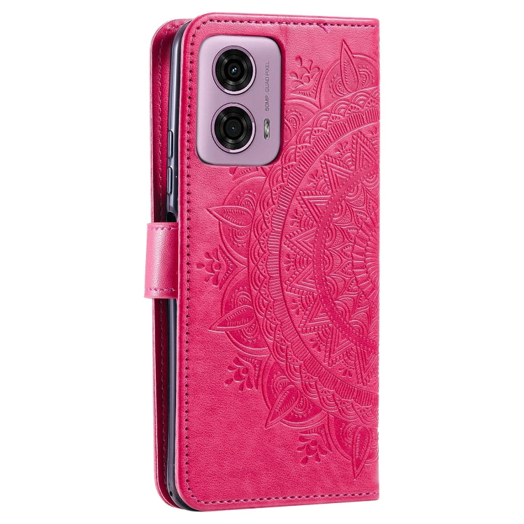 For Motorola Moto G85 Totem Flower Embossed Leather Phone Case with Lanyard