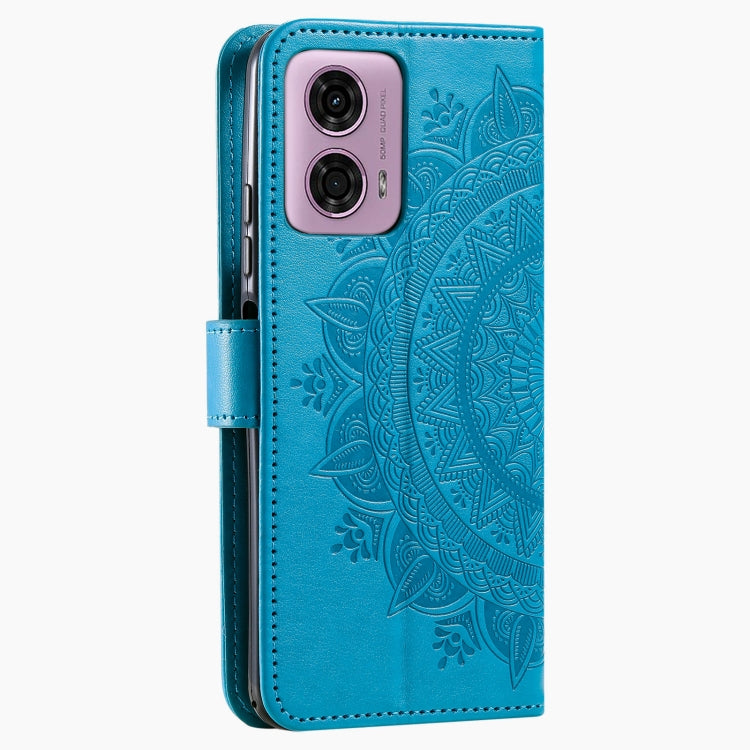 For Motorola Moto G85 Totem Flower Embossed Leather Phone Case with Lanyard