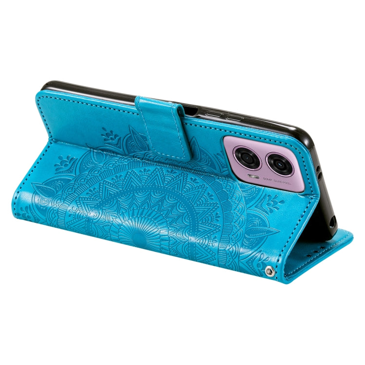 For Motorola Moto G85 Totem Flower Embossed Leather Phone Case with Lanyard