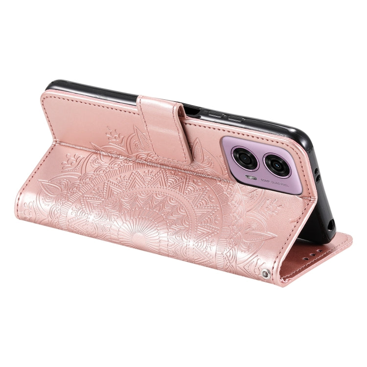For Motorola Moto G85 Totem Flower Embossed Leather Phone Case with Lanyard