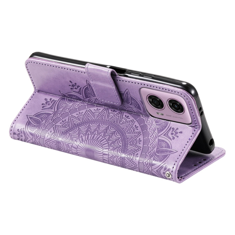 For Motorola Moto G85 Totem Flower Embossed Leather Phone Case with Lanyard