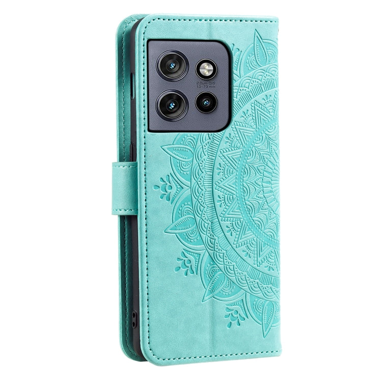 For Motorola Edge 50 Neo Totem Flower Embossed Leather Phone Case with Lanyard
