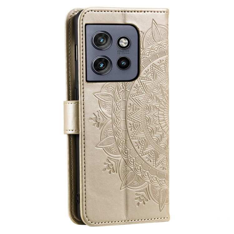 For Motorola Edge 50 Neo Totem Flower Embossed Leather Phone Case with Lanyard