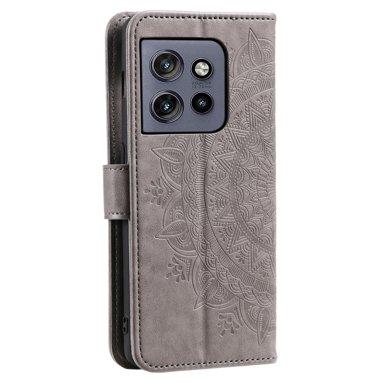 For Motorola Edge 50 Neo Totem Flower Embossed Leather Phone Case with Lanyard
