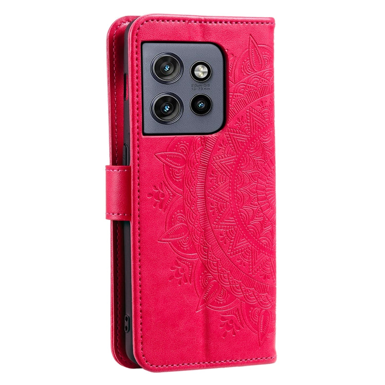 For Motorola Edge 50 Neo Totem Flower Embossed Leather Phone Case with Lanyard