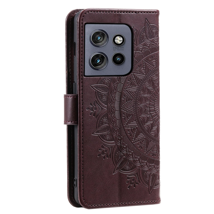 For Motorola Edge 50 Neo Totem Flower Embossed Leather Phone Case with Lanyard