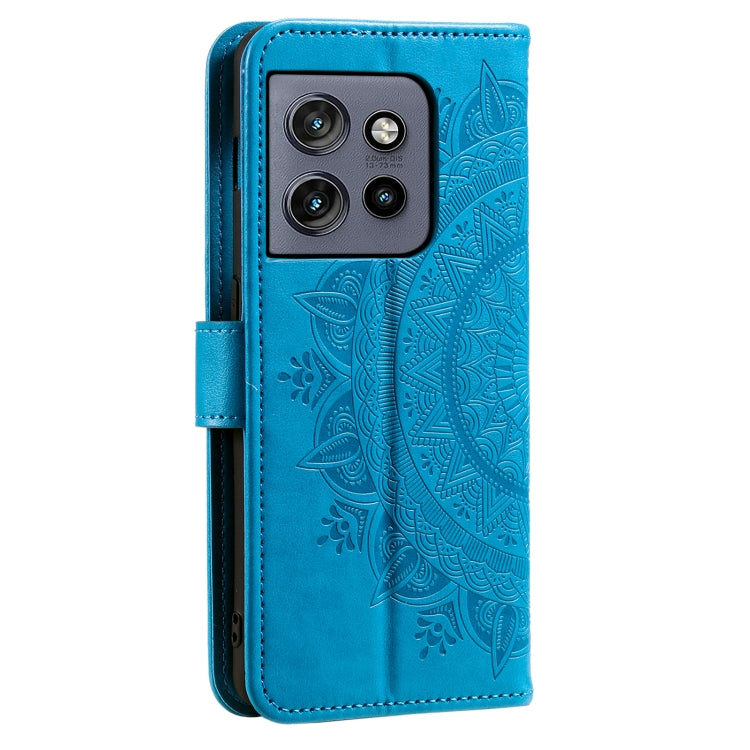 For Motorola Edge 50 Neo Totem Flower Embossed Leather Phone Case with Lanyard
