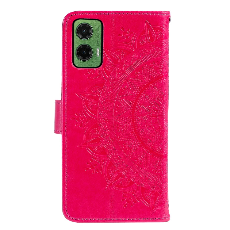For Motorola Moto G35 Totem Flower Embossed Leather Phone Case with Lanyard