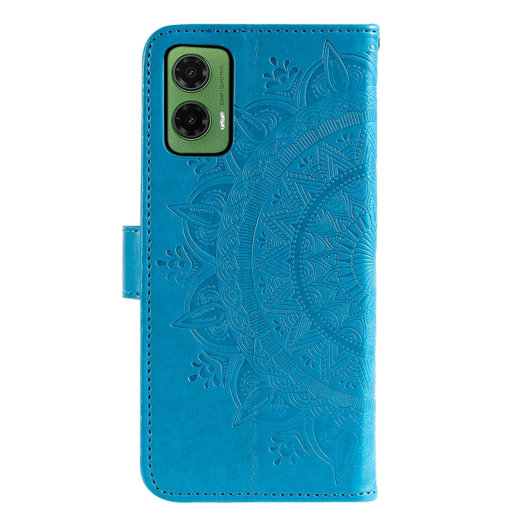 For Motorola Moto G35 Totem Flower Embossed Leather Phone Case with Lanyard