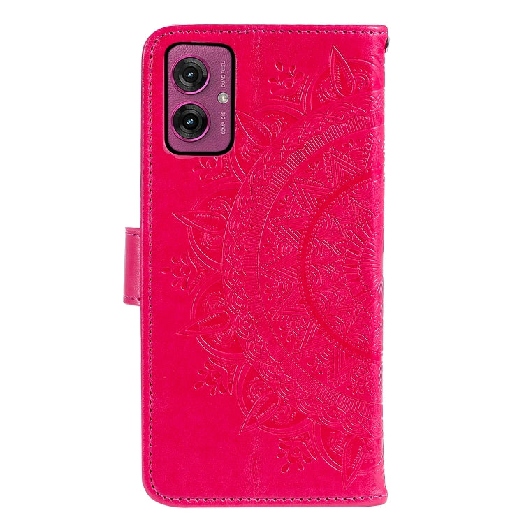 For Motorola Moto G55 Totem Flower Embossed Leather Phone Case with Lanyard