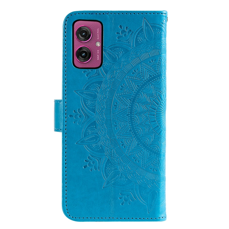 For Motorola Moto G55 Totem Flower Embossed Leather Phone Case with Lanyard