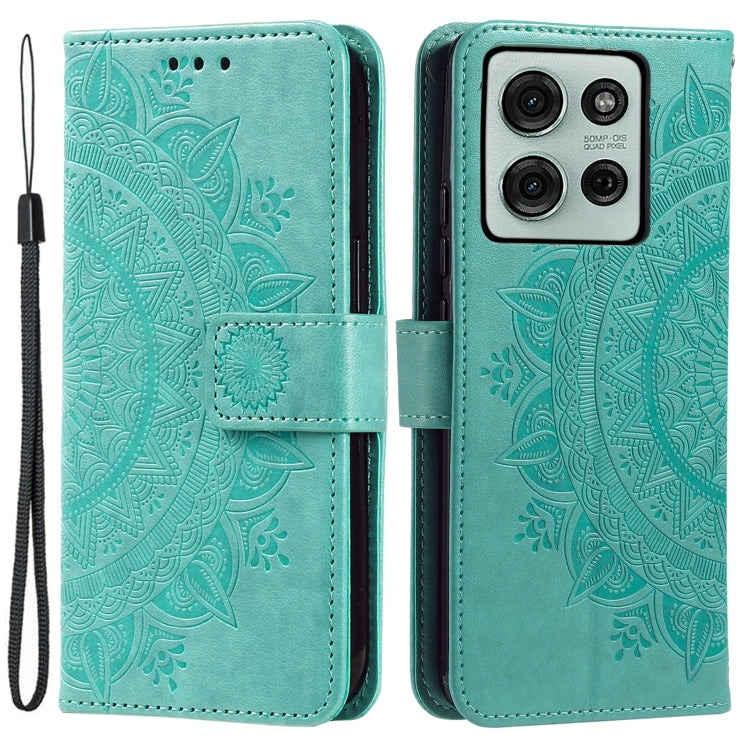 For Motorola Moto G75 5G Totem Flower Embossed Leather Phone Case with Lanyard