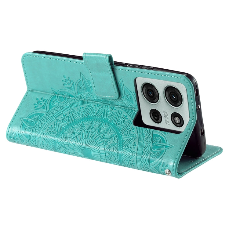 For Motorola Moto G75 5G Totem Flower Embossed Leather Phone Case with Lanyard