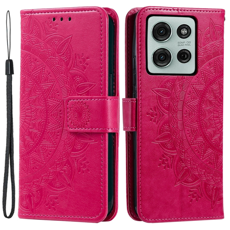 For Motorola Moto G75 5G Totem Flower Embossed Leather Phone Case with Lanyard
