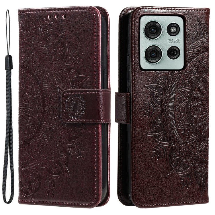For Motorola Moto G75 5G Totem Flower Embossed Leather Phone Case with Lanyard