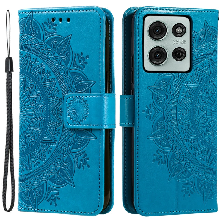 For Motorola Moto G75 5G Totem Flower Embossed Leather Phone Case with Lanyard