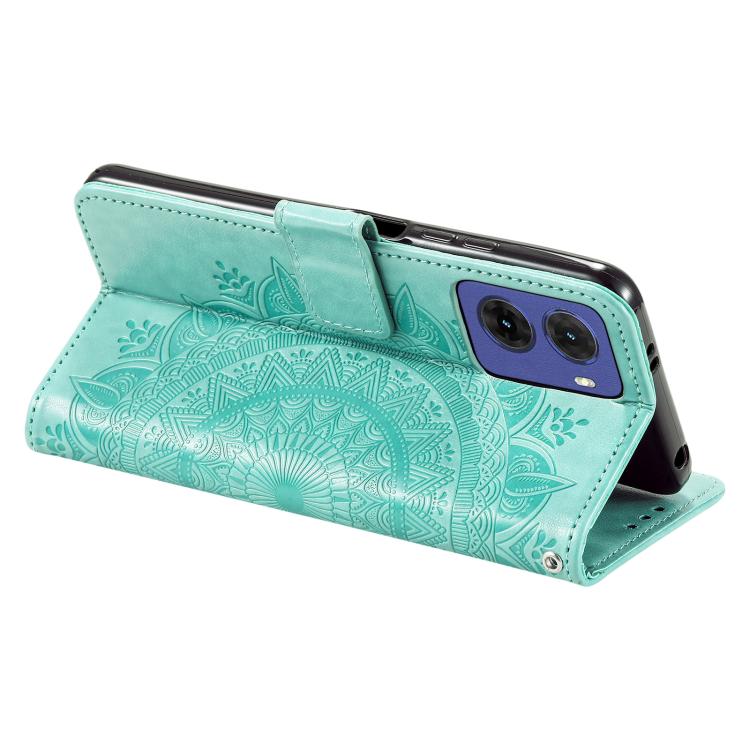 For Motorola Moto G05 Totem Flower Embossed Leather Phone Case with Lanyard