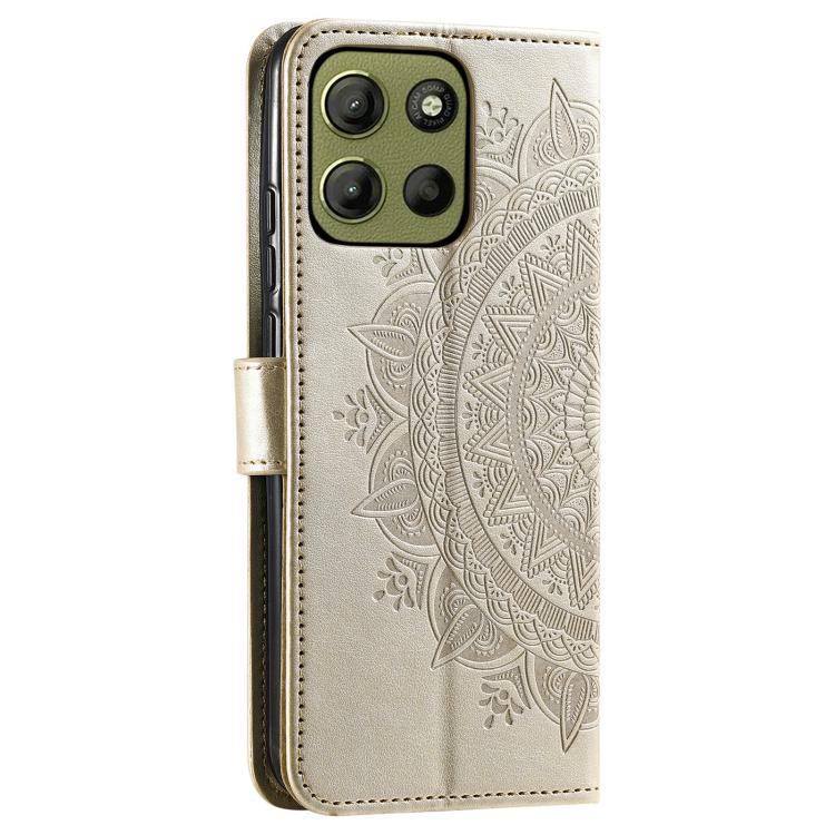 For Motorola Moto G05 Totem Flower Embossed Leather Phone Case with Lanyard
