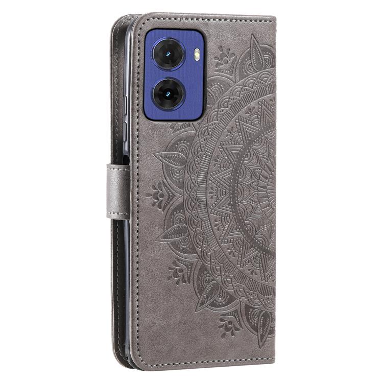 For Motorola Moto G05 Totem Flower Embossed Leather Phone Case with Lanyard