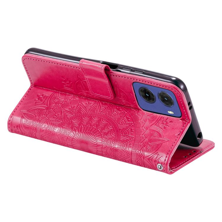 For Motorola Moto G05 Totem Flower Embossed Leather Phone Case with Lanyard