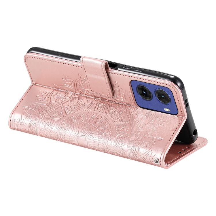 For Motorola Moto G05 Totem Flower Embossed Leather Phone Case with Lanyard