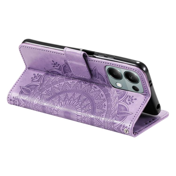 For Motorola Edge 60 Fusion Totem Flower Embossed Leather Phone Case with Lanyard