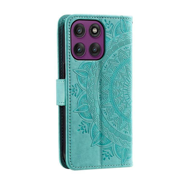 For Motorola Edge 60 Pro Totem Flower Embossed Leather Phone Case with Lanyard